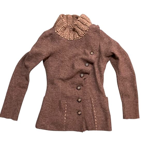 Anthro Gro Abrahamsson Arslan Asymmetric Wool Sweater Jacket-M - Picture 3 of 14